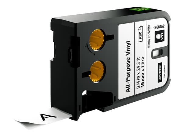 DYMO XTL All-Purpose - Vinyl - permanet adhesiv - svart på hvitt - Rull (1,9 cm x 7 m) 1 kassett(er) tape