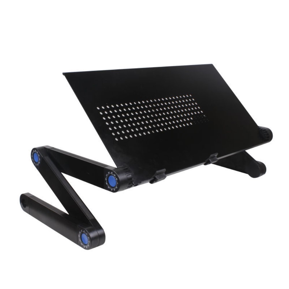 Verstellbarer Alu Tischständer Betttisch mit Lüftungsschlitzen   Mausablage für Macbook / Notebook / Laptop - Schwarz