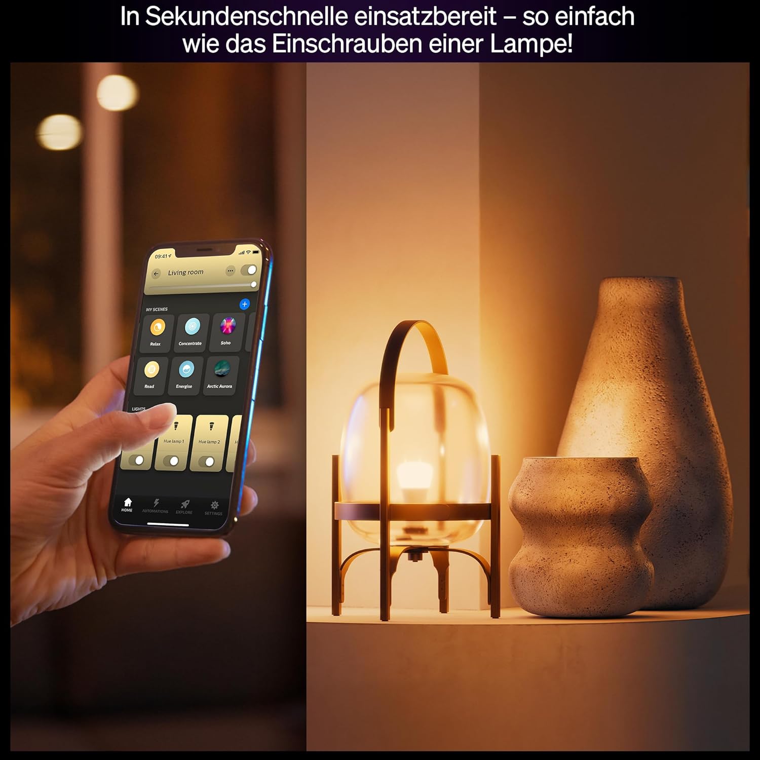Philips Hue Starter Kit: Bridge+3x E27 Smarte LED Lampen+Smart Button Dimmer, White and Color Ambiance, Funktioniert mit Home, Amazon Alexa,  Assistant, SmartThings