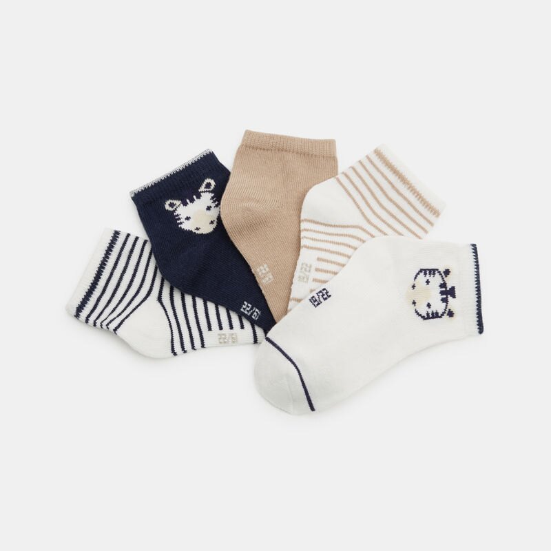 Chaussettes basses zèbre multicolore bébé garçon (lot de 5) Bleu
