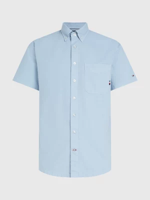 Camisa Oxford de manga curta com tingimento natural