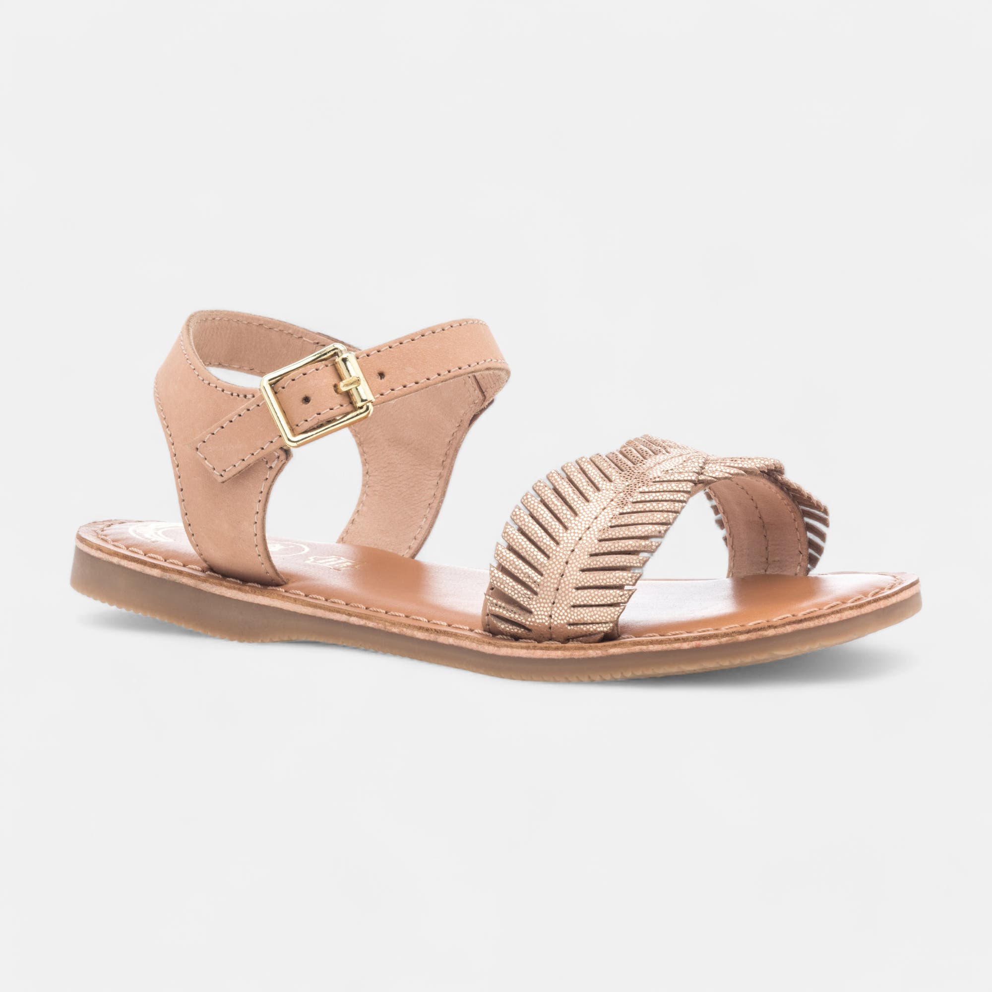 Nu-pieds Fille en cuir rose
