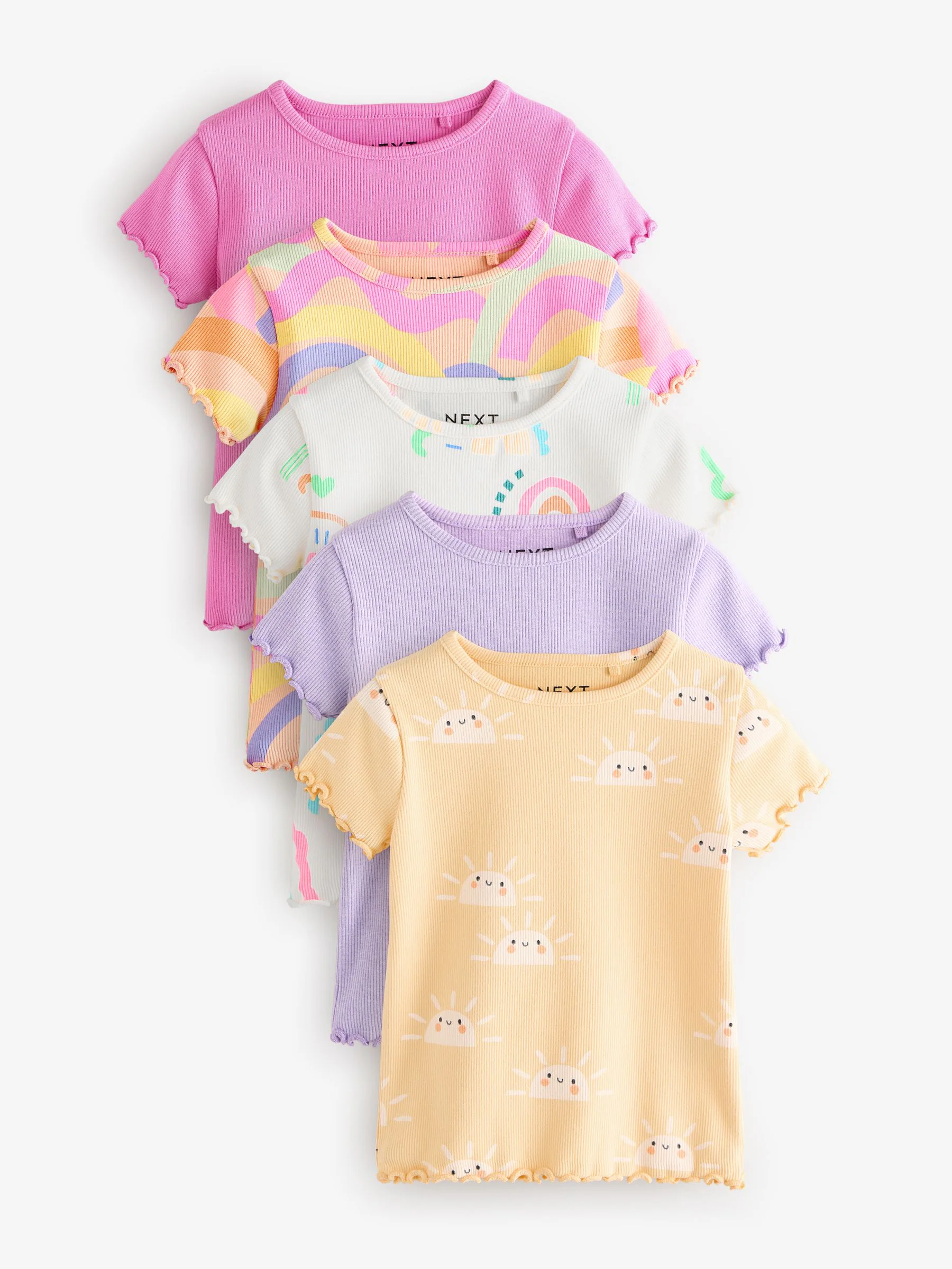 Regenboog - Set van 5 T-shirts met korte mouwen (3mnd-7jr)