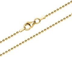 Kogelketting van verguld 925 zilver, 1.8 mm