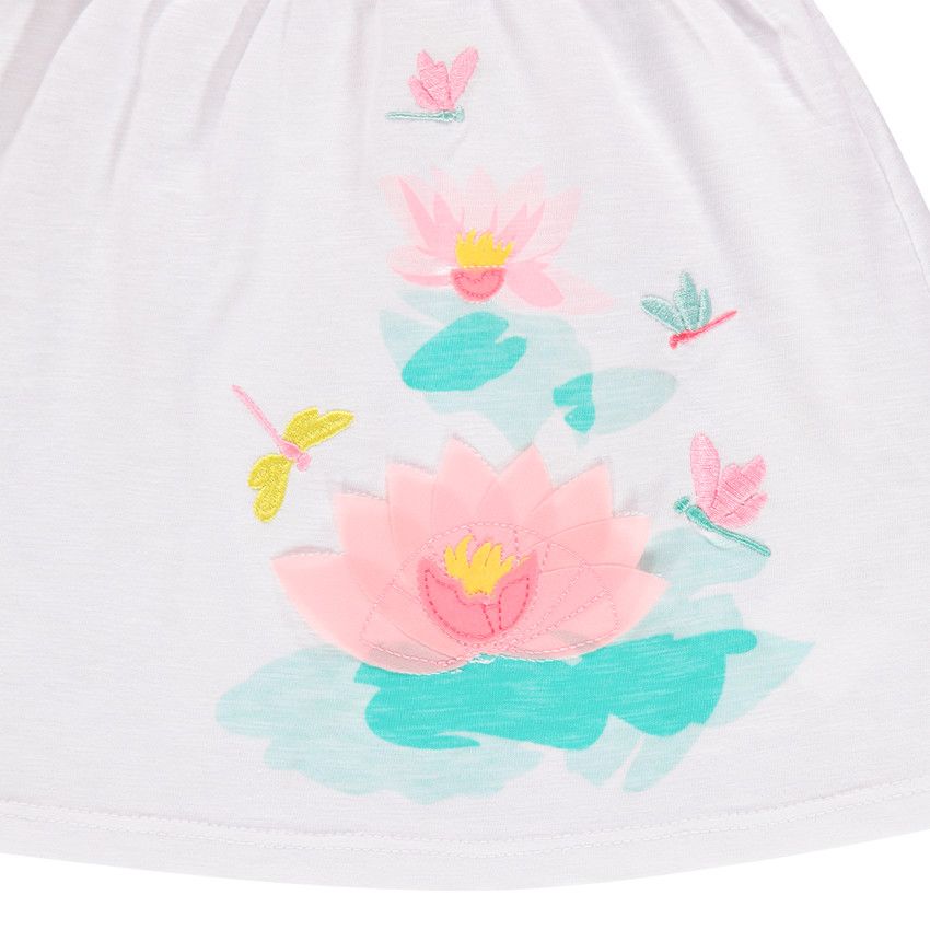 Ensemble avec tunique à fleurs et short uni - Blanc