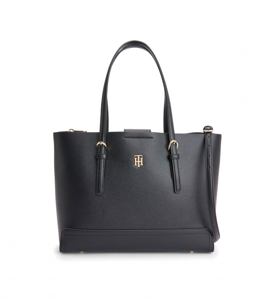 Bolsa tote média Tommy Hilfiger Timeless, preta.