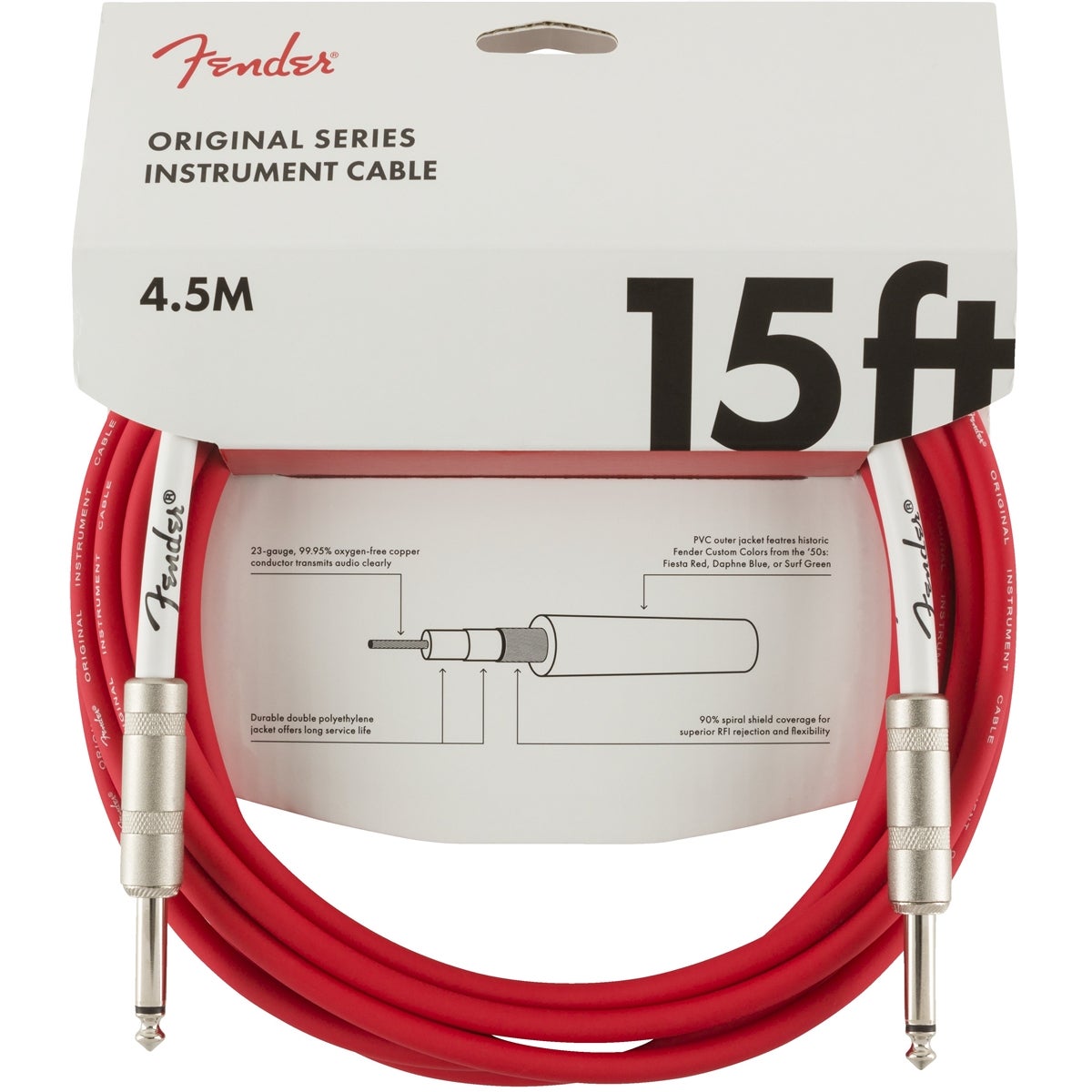 Fender Original Cables instrumentkabel 4.5m rood 6.3mm recht