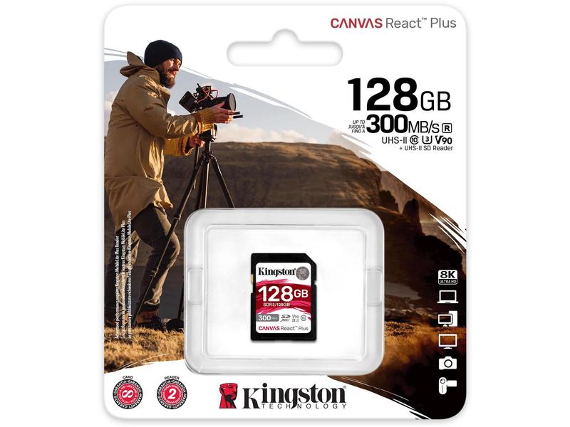 Kingston SDXC-Karte Canvas React Plus 128 GB Professionelle SDXC-Speicherkarte mit 128 GB