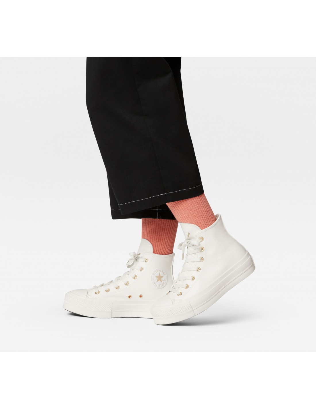converse sneakers compensées montantes femme ctas lift hi vintage cuir blanc