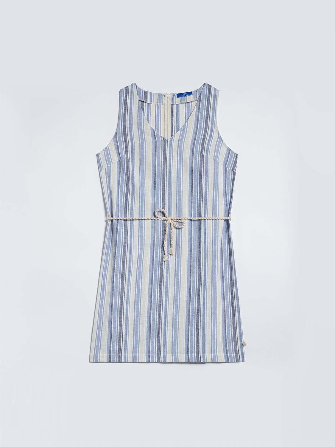 Robe Femme Rayures Verticales Bleues