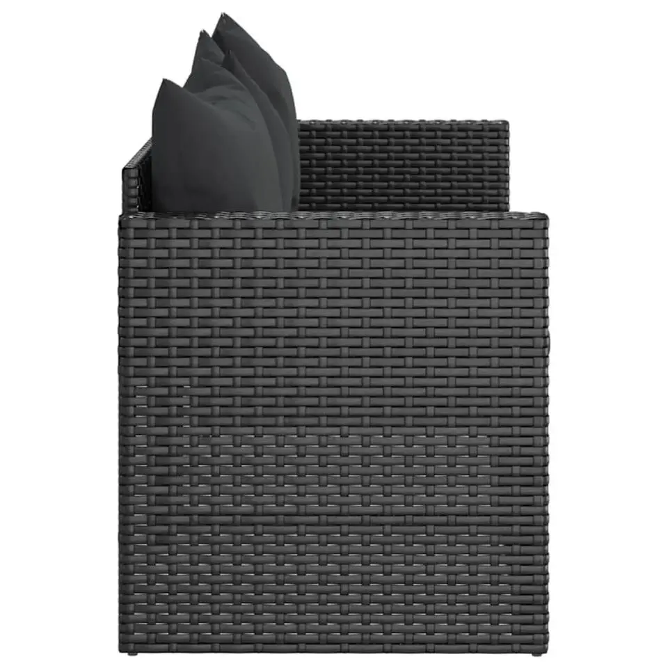 vidaXL - 3-zits Tuinbank - Zwart - Poly rattan
