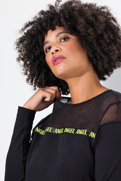 Sweatshirt, A-Linie, Mesh-Einsatz, Wording-Tap