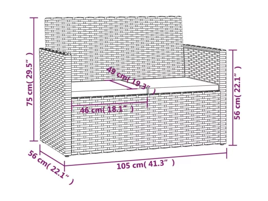 Mobilier d'extérieur 4 pcs avec coussins Résine tressée Noir