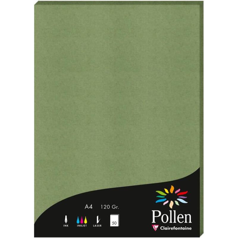 Etui de 50 feuilles Pollen 210x297 120g/m2 - Vert sauge