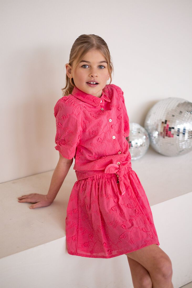 LIKE FLO roze like flo minirok broidery anglais flower skirt