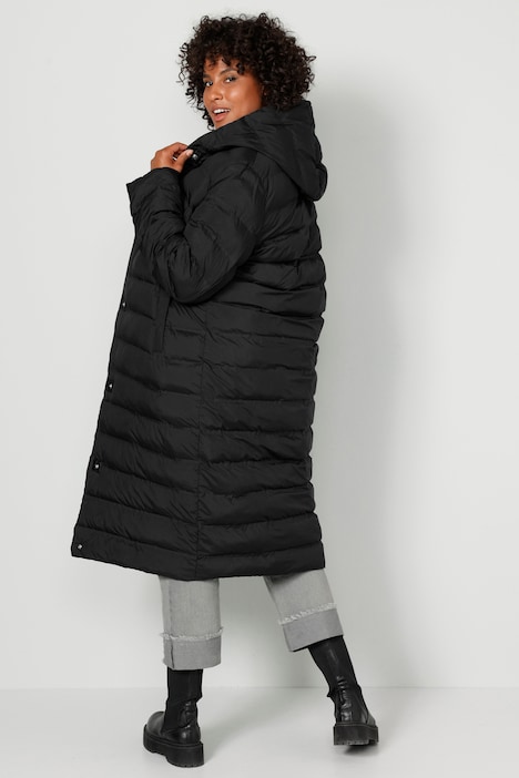 Steppmantel, Straight Fit, Color-Bänder, Kapuze, Druckknöpfe, Langarm