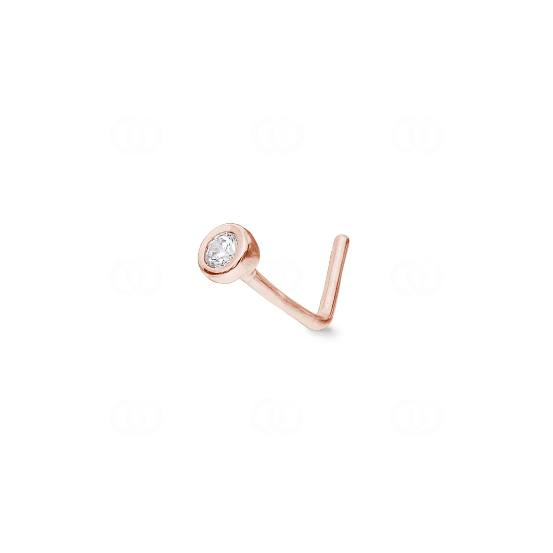 Nasenpiercing Winkel 750/18 K Roségold mit Zirkonia