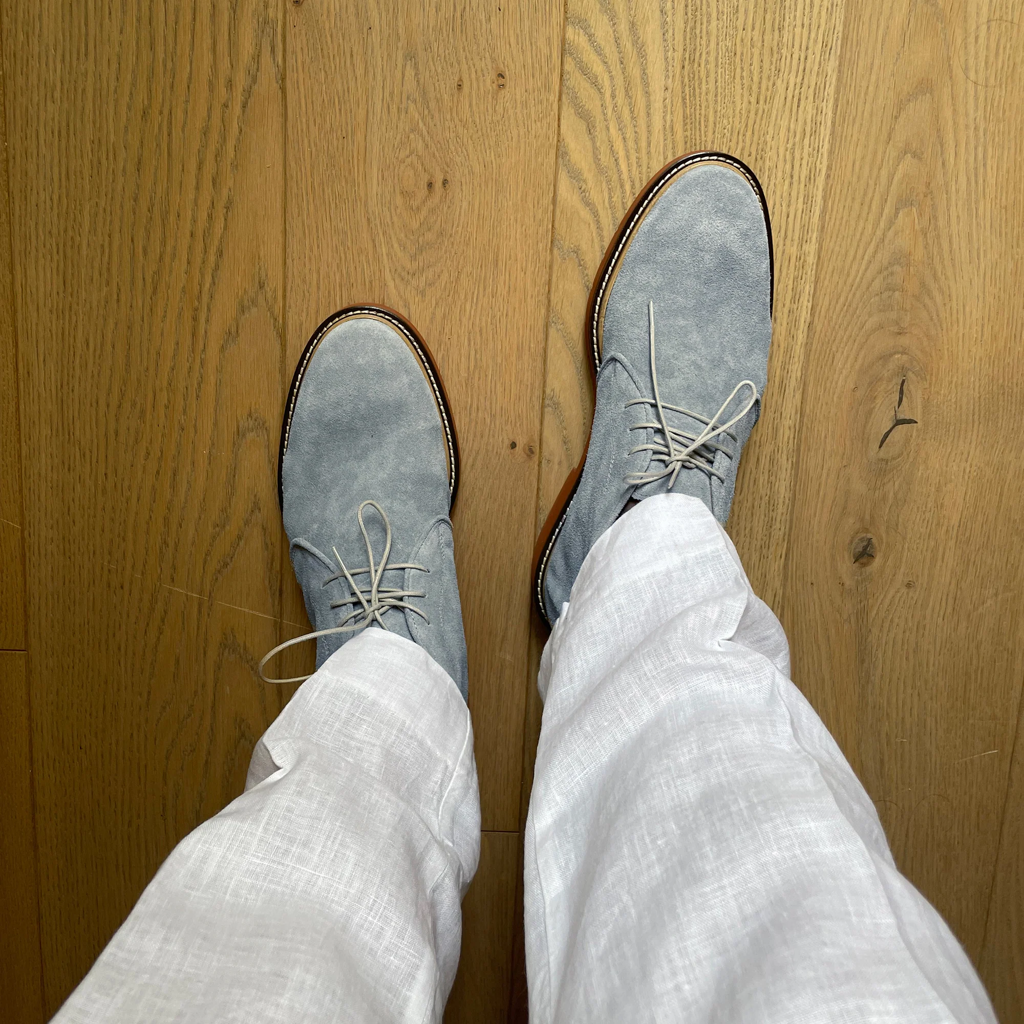 Bottines Desert Boots pour homme veau velours gris bleu Brivio 702