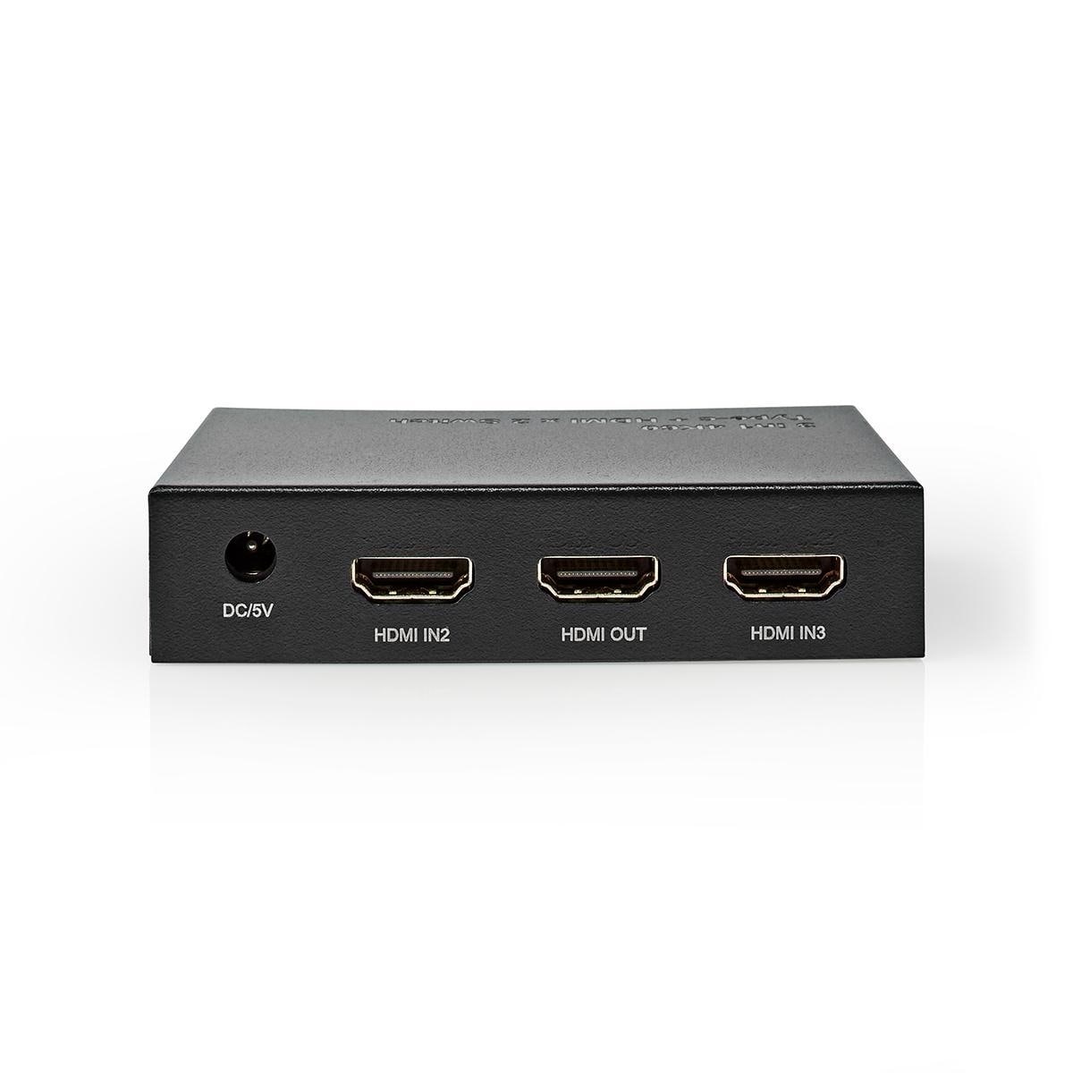 Nedis HDMI ™ Switch | 3-Port port(s) | 1x USB-C™ / 2x HDMI™ Inngang | 1x HDMI ™ -utgang | 4K@60Hz | 18.0 Gbps | Metall | Antrasitt