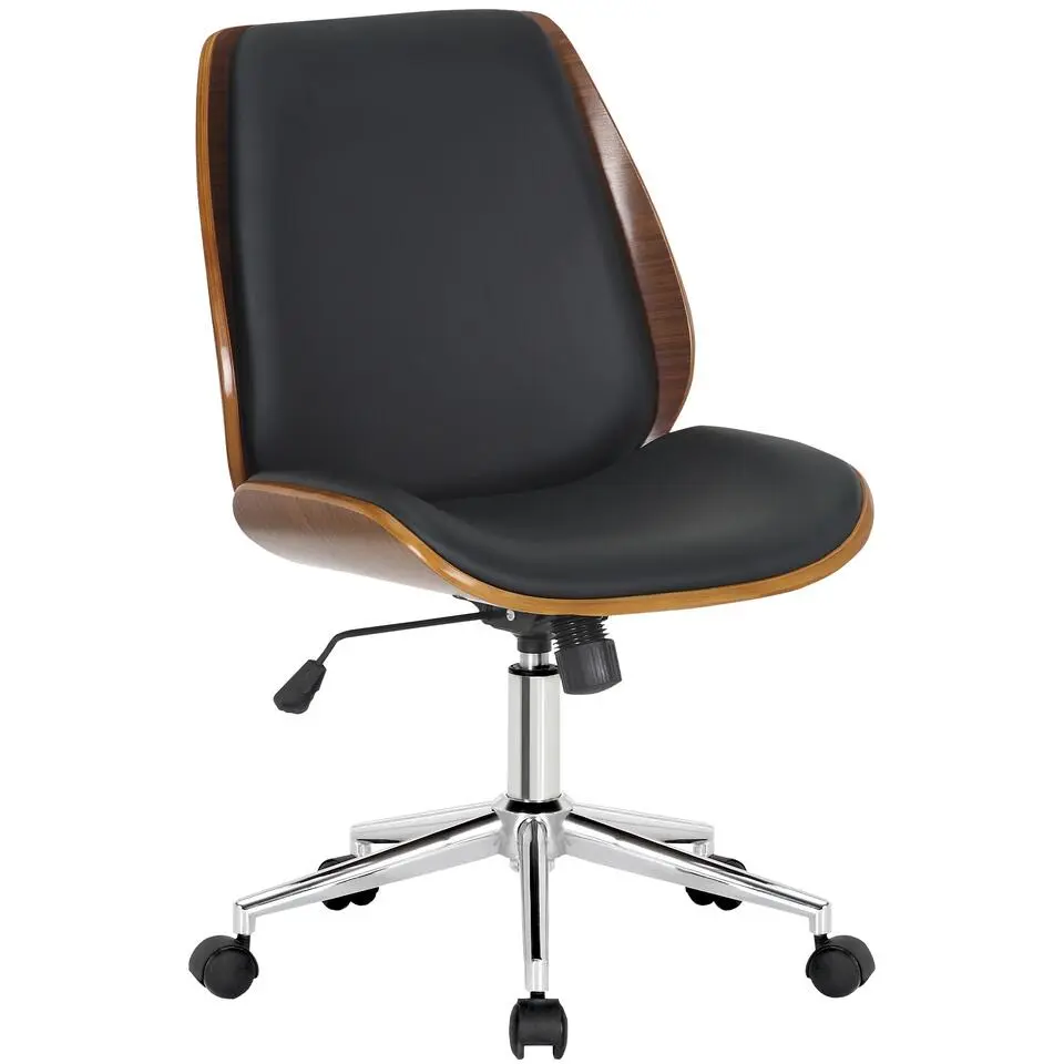 CLP Bureaustoel Mitch chroom Frame - Kunstleer (PVC) - walnoot/zwart