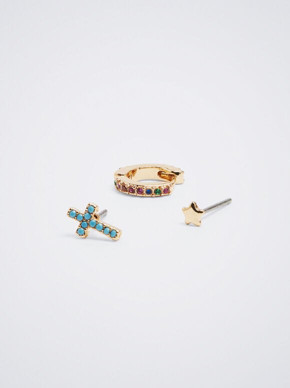 Conjunto de Anéis com Berloques e Zircônias - Multicor