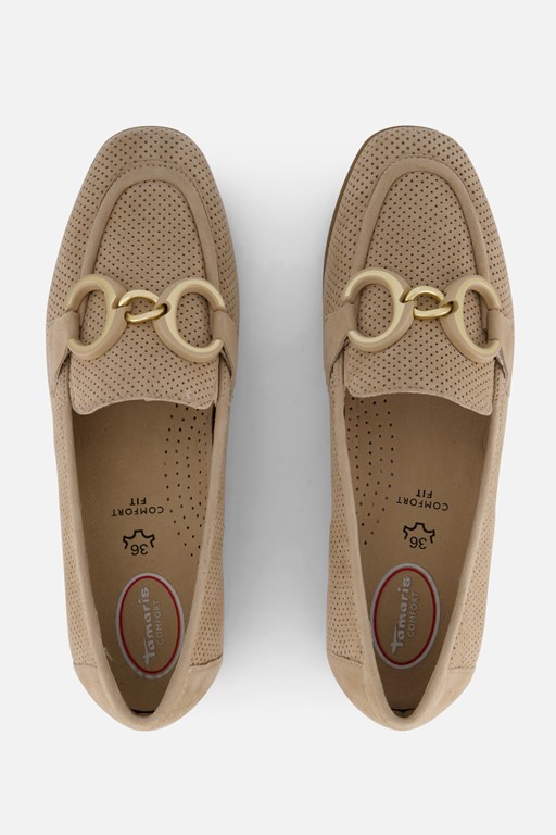 Tamaris Comfort Instappers beige Leer