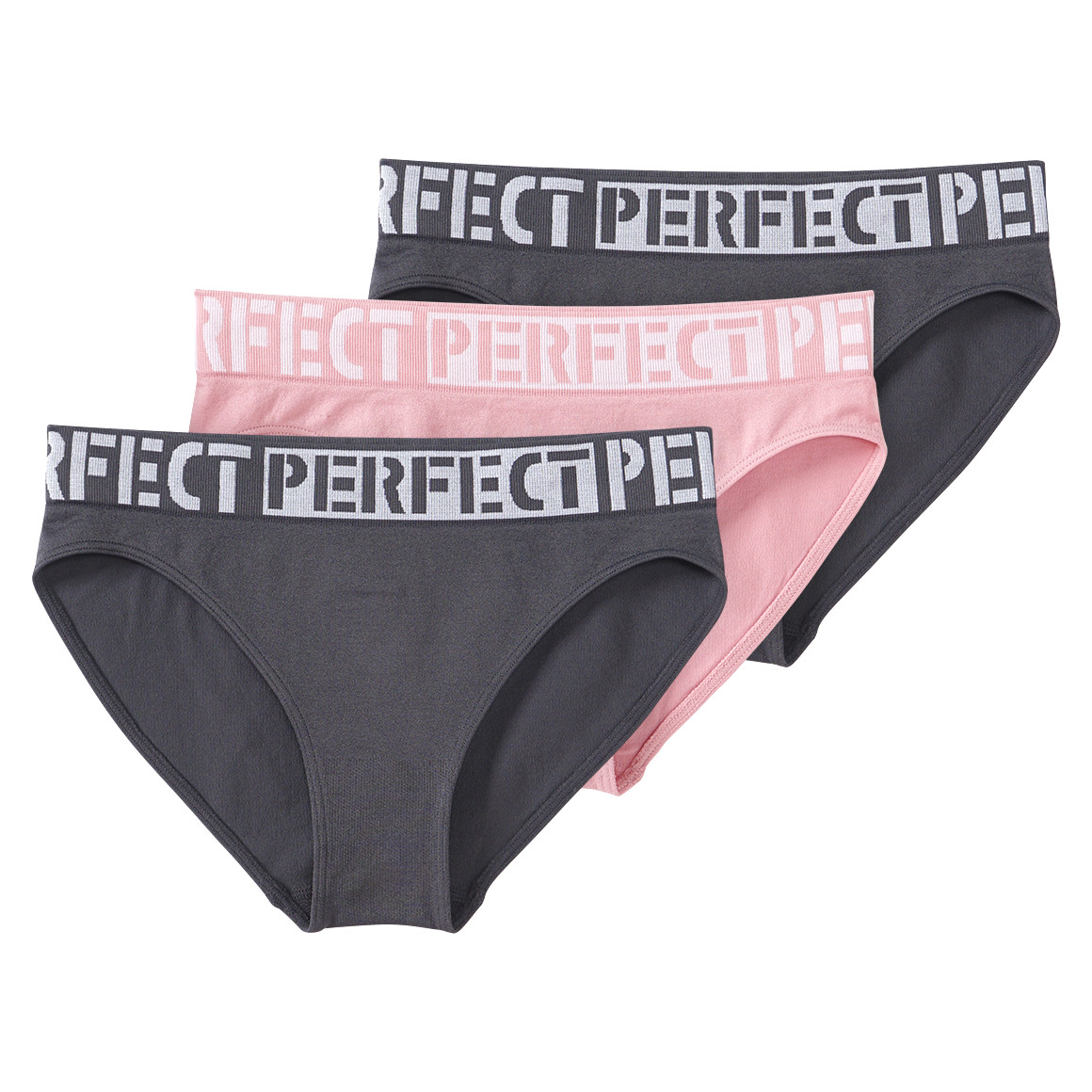 Yigga 3 Mädchen Slips in Seamless-Qualität rosa / dunkelgrau