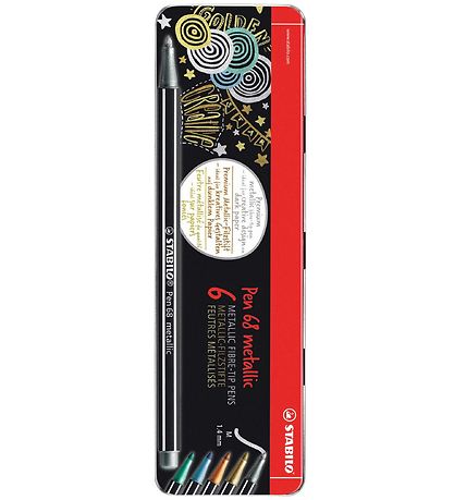 Stabilo Tuschen - Stift 68 - 6 st.. - Metallic m. Hülle