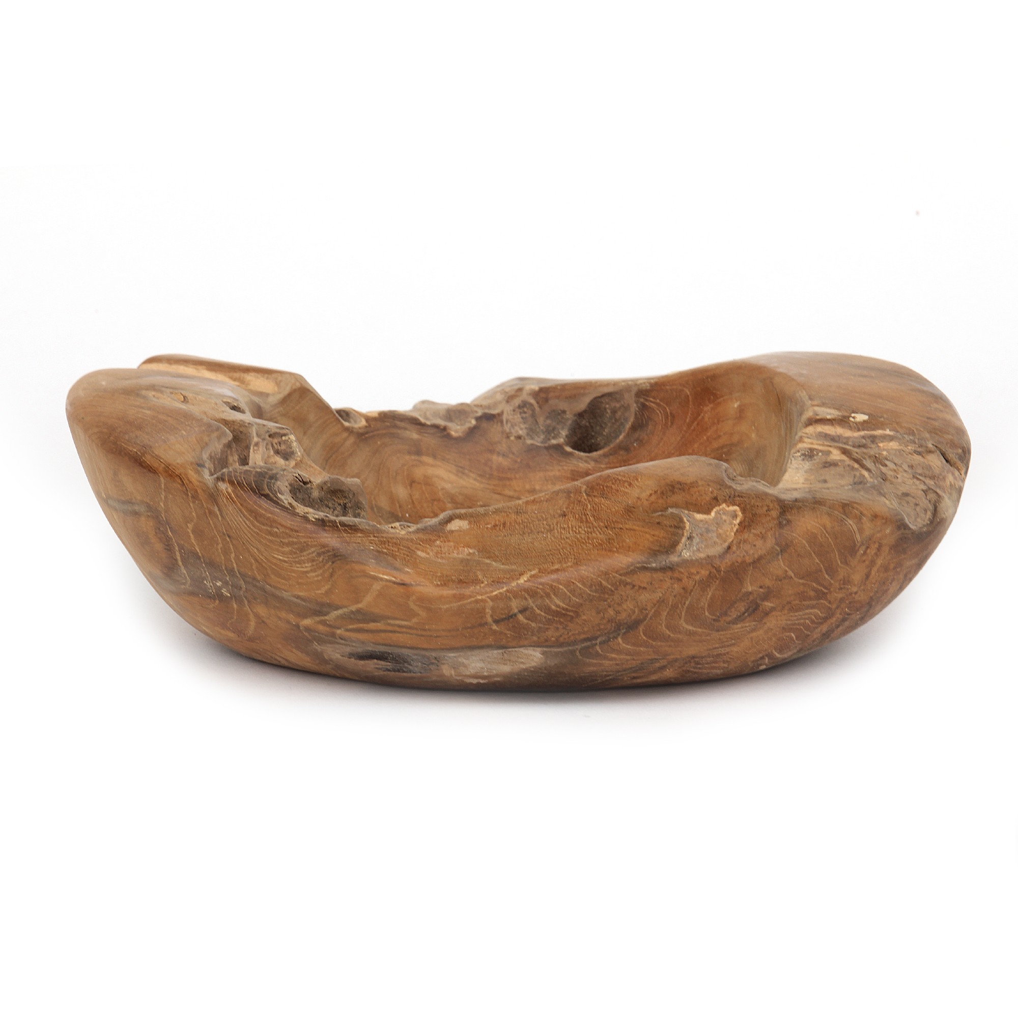 Holzschale aus Restholz, Teak, Ø min. 30 cm, H ca. 6 cm von fischer's lagerhaus