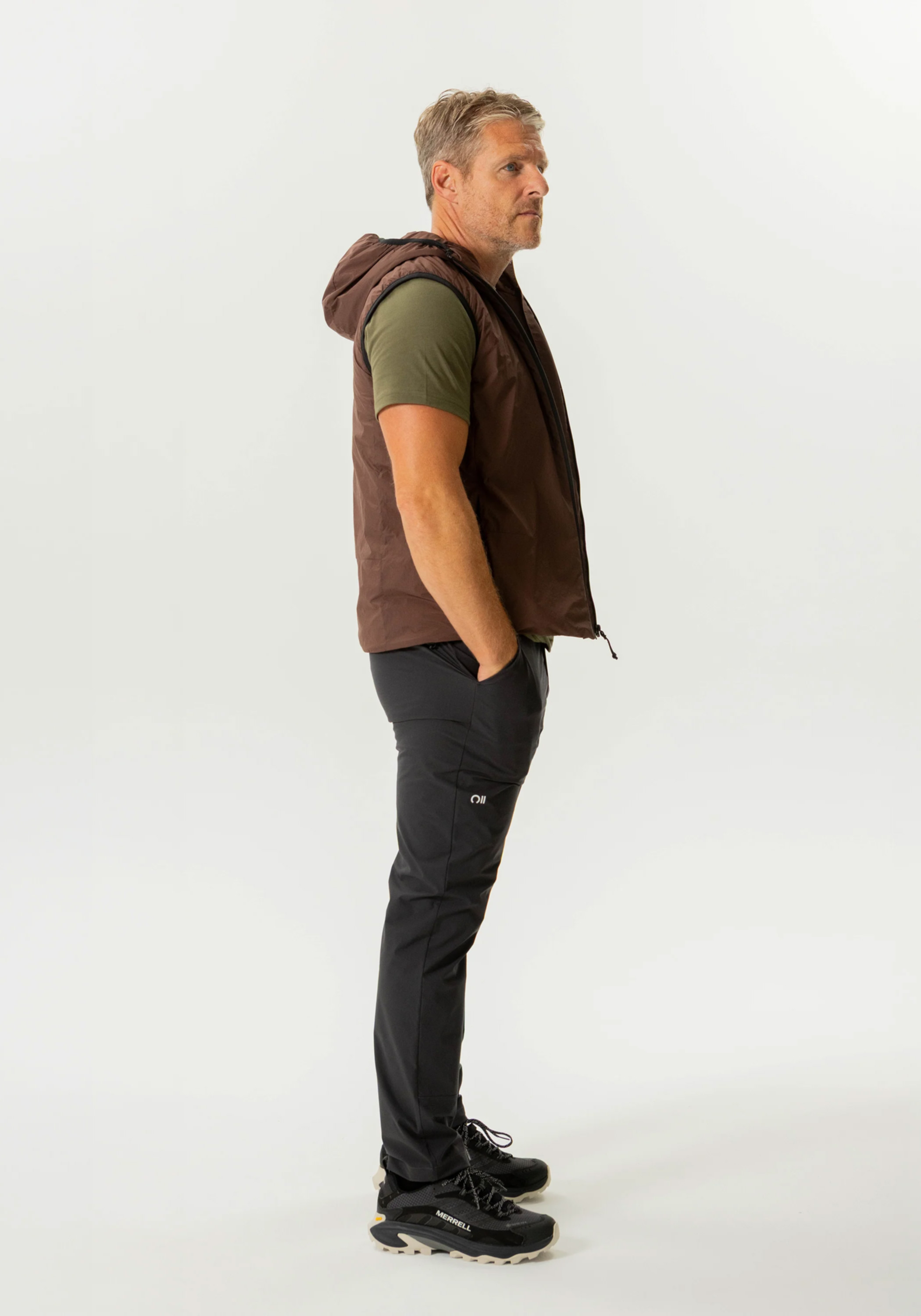 Rotauf Herren-Weste Insulation 90 Vest Hood Maroon