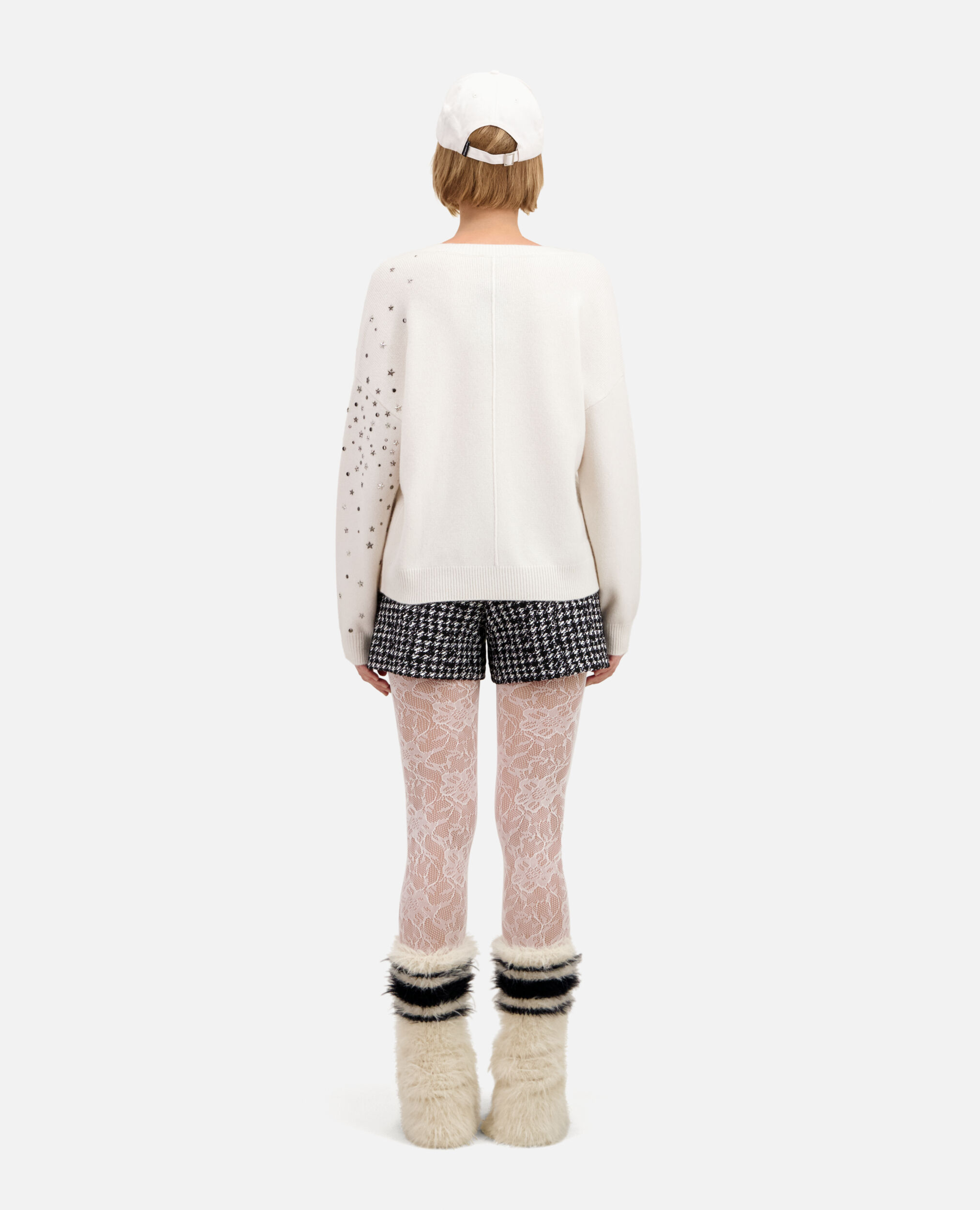 Ecru sweater in cashmere-blend with stars