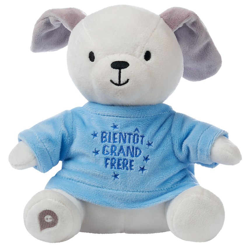 Habillage pour peluche à texte annonce grand frère brodé - Bleu