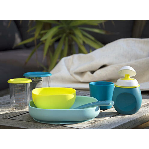 Set vaisselle silicone 4 pièces Bleu - BEABA