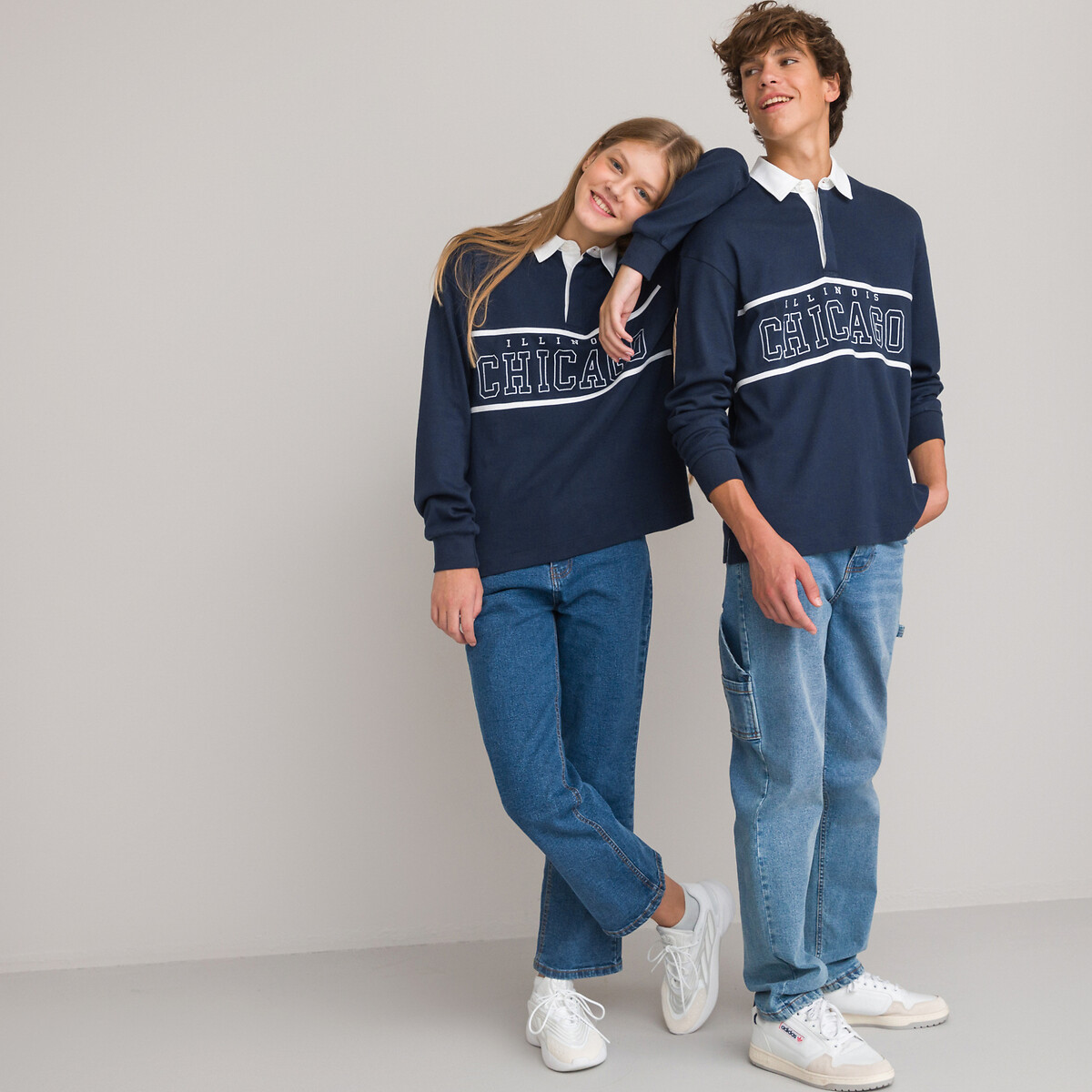 COLEÇÕES LA REDOUTE<br>Polo oversized de mangas compridas, unissex