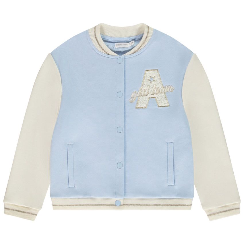 Blouson teddy en molleton patch bouclettes pour fille - Bleu