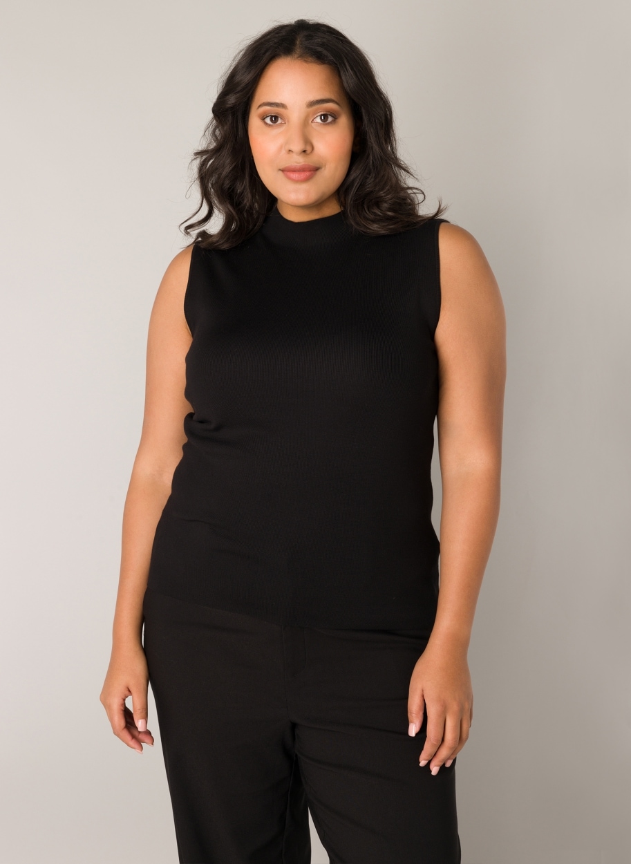 Base Level Curvy Ripptanktop , mit hochgeschlossenem Kragen, ärmellos