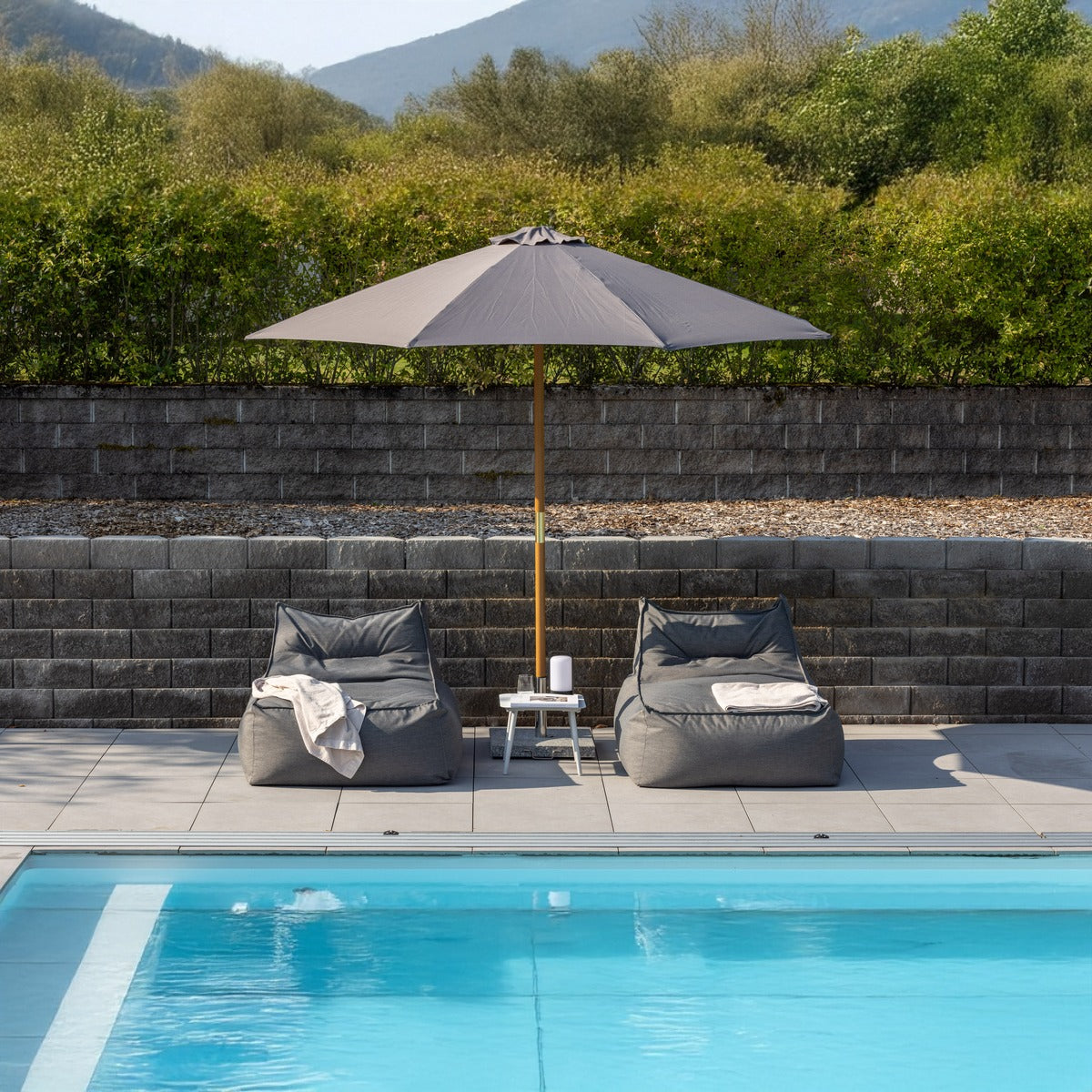 FjÃ´rd - Parasol Grijs Ã300cm - Hout - Ixos