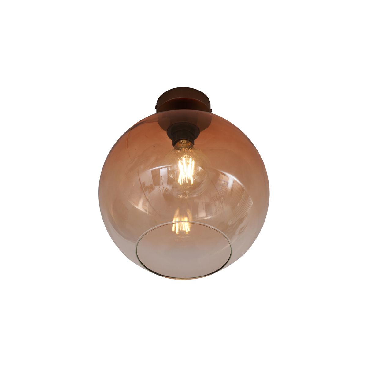 Art Deco plafondlamp donkerbrons met bruin glas - Sandra
