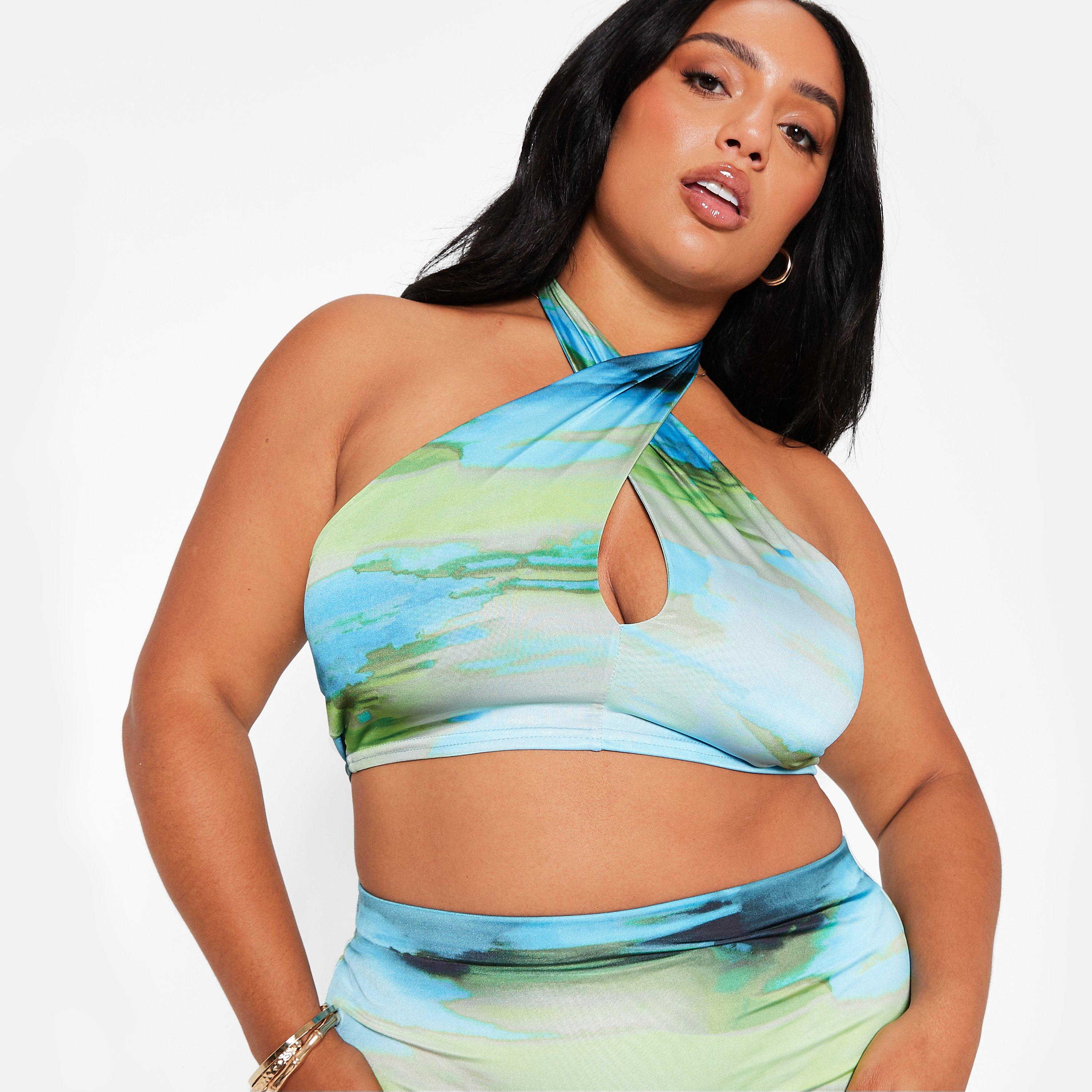 I Saw It First ISAWITFIRST Printed Halterneck Slinky Crop Top Co Ord