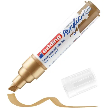 edding 5000 Acrylmarker breit - gold - 1 Acrylstift wasserfest - breite Keilspitze 5-10 mm