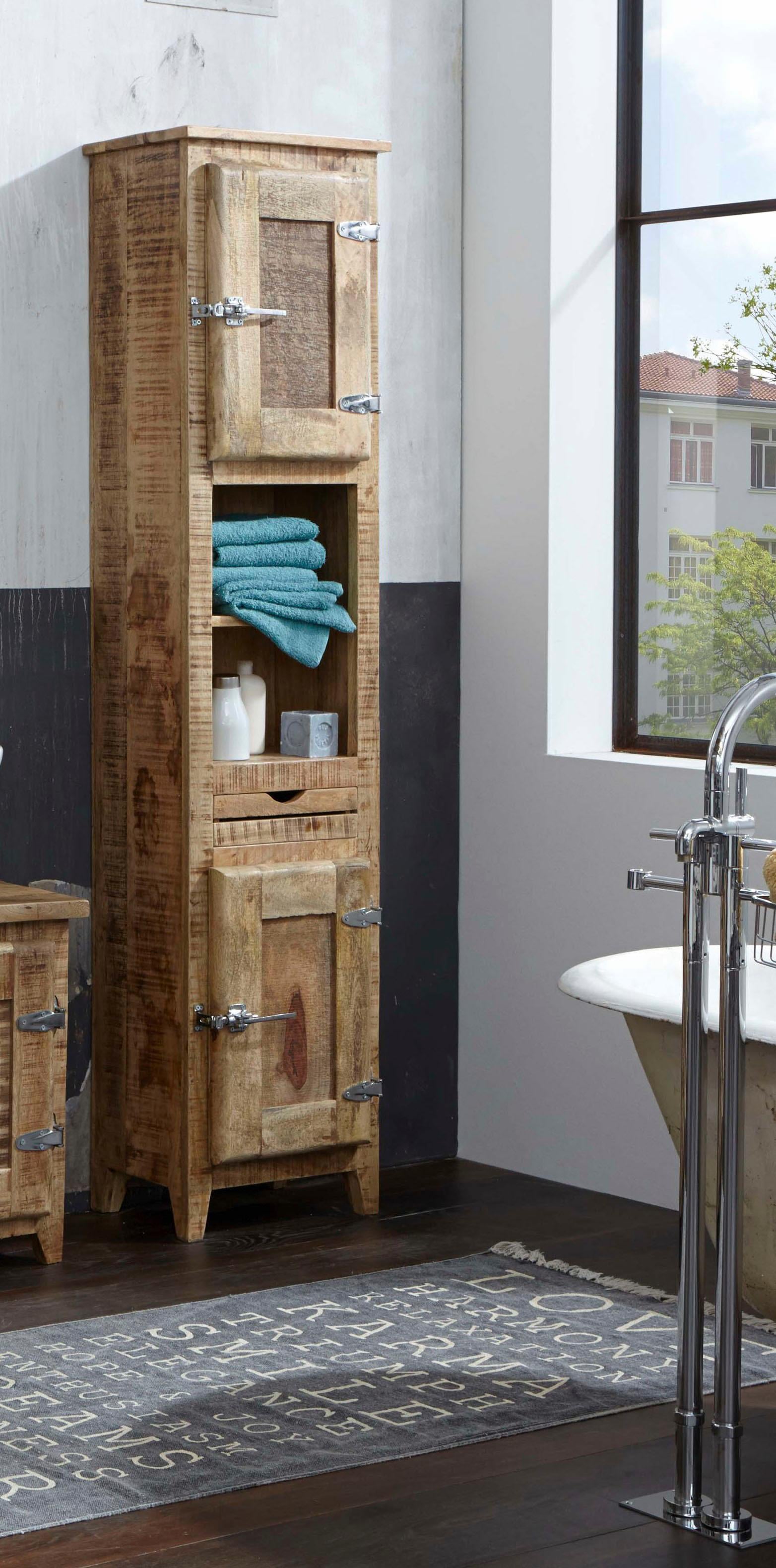 SIT Hochschrank »Frigo« Mangoholz im Antik-Look mit Kühlschrankgriffen, Höhe 187 cm