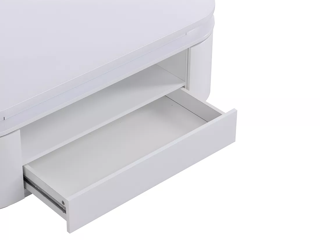 Table basse 4 portes et 1 tiroir avec LEDs en MDF - Blanc laqué - VANDANA