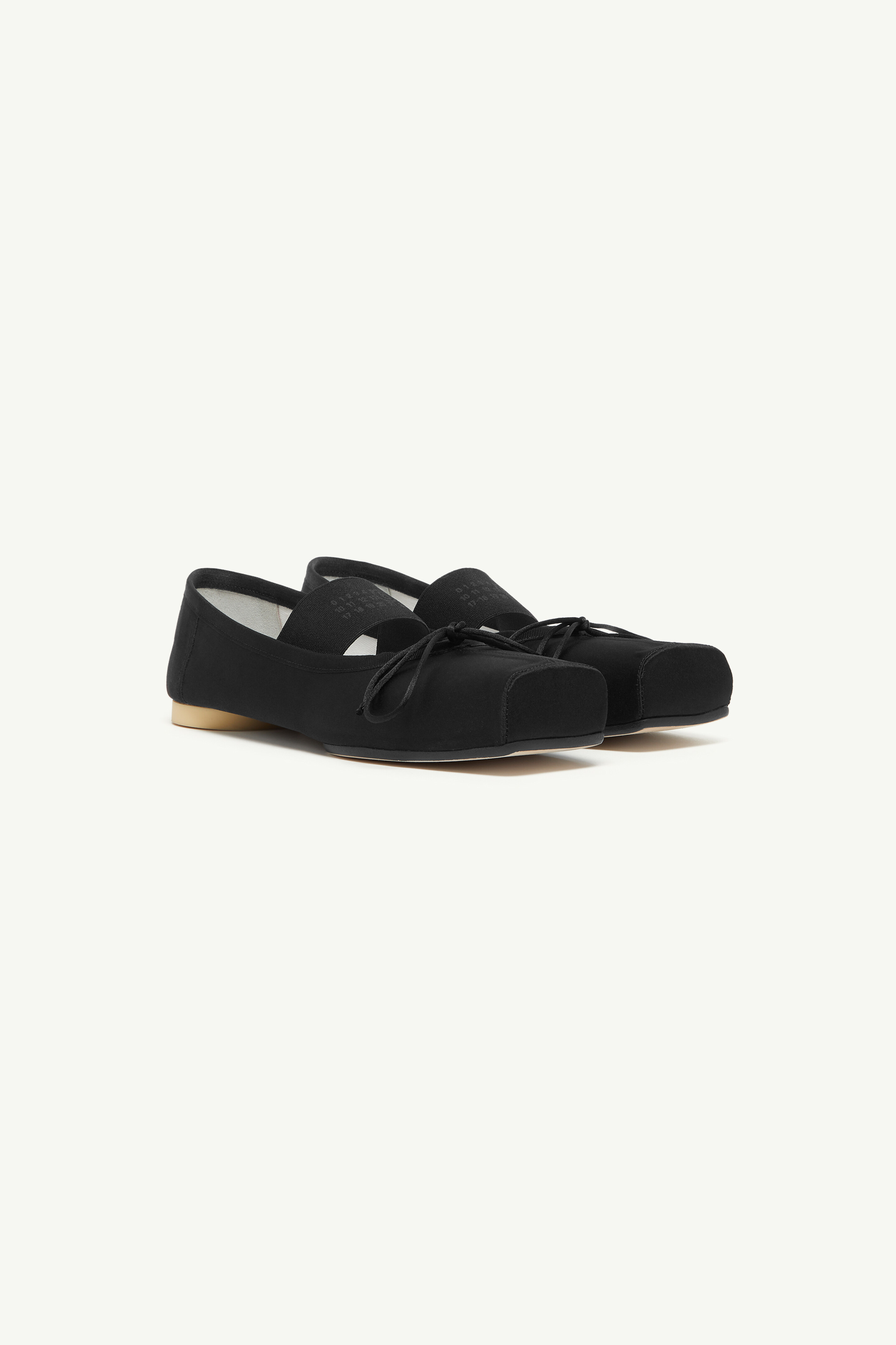 Black Satin Elastic Ballet Flats Noir
