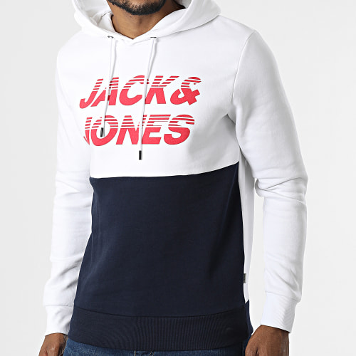 Sweat Capuche Break Blanc Bleu Marine
