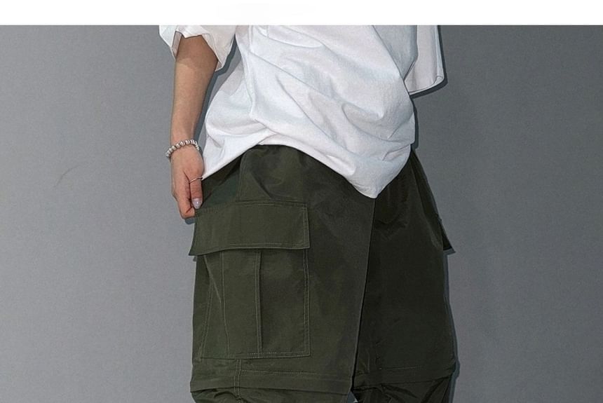 SeoulPop - Effen tweeweg cargobroek met elastische taille
