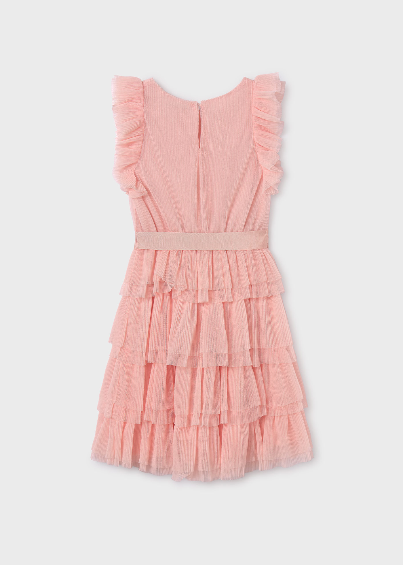 Vestido de tule cru com babados para meninas