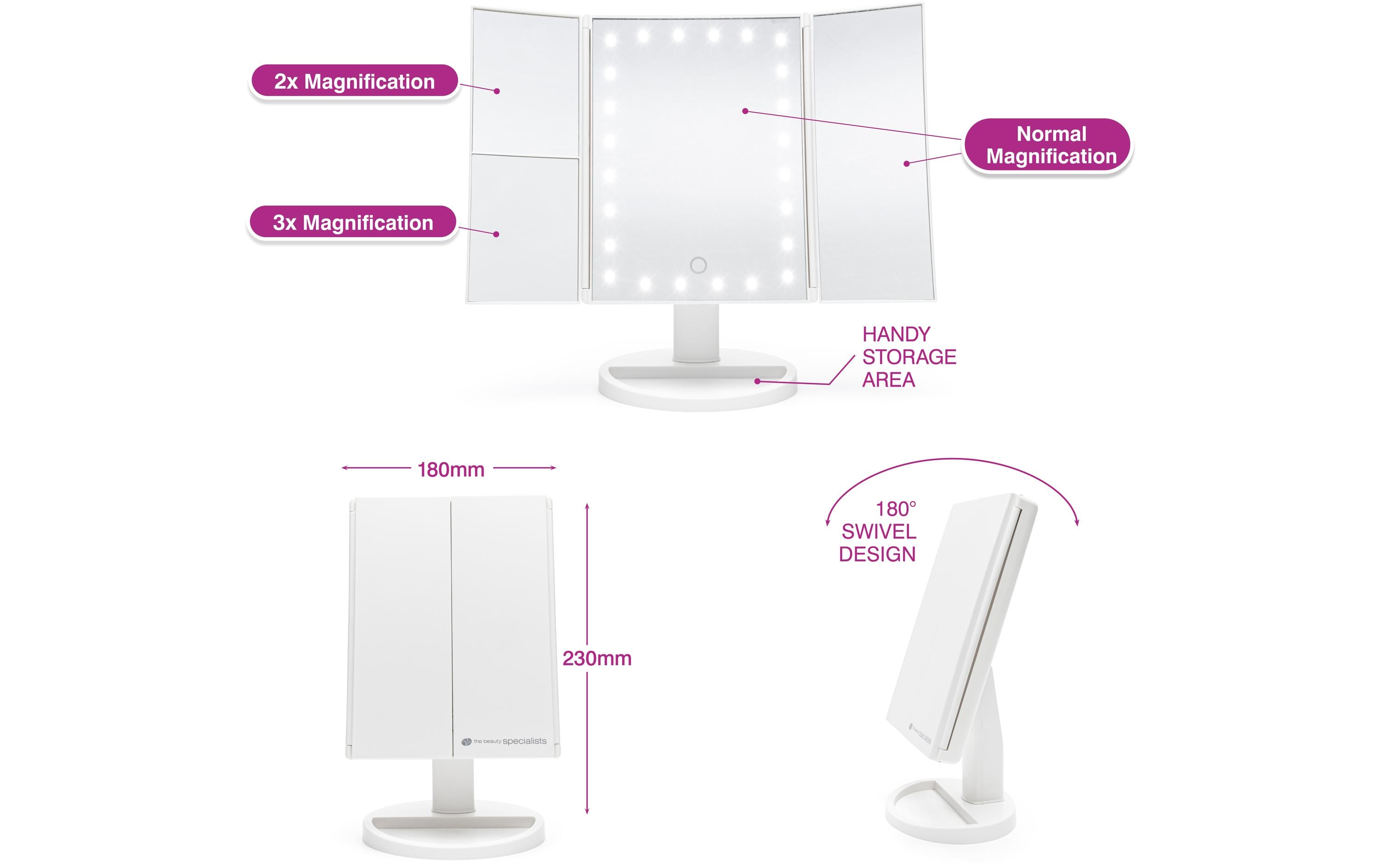 Kosmetikspiegel 3 Way Makeup Mirror WeissSchminkspiegel