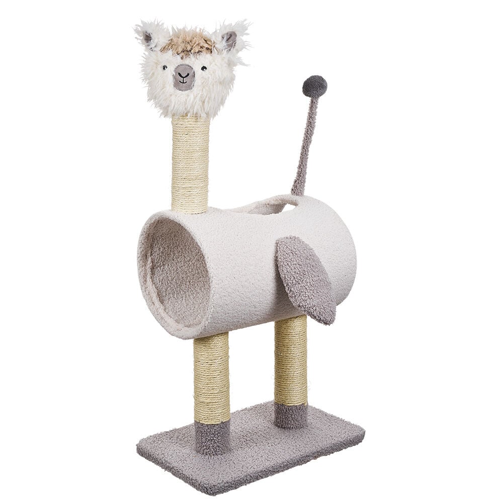 Arbre à chat forme licorne ou lama 3 griffoirs 1 couchage 40x26xH84cm