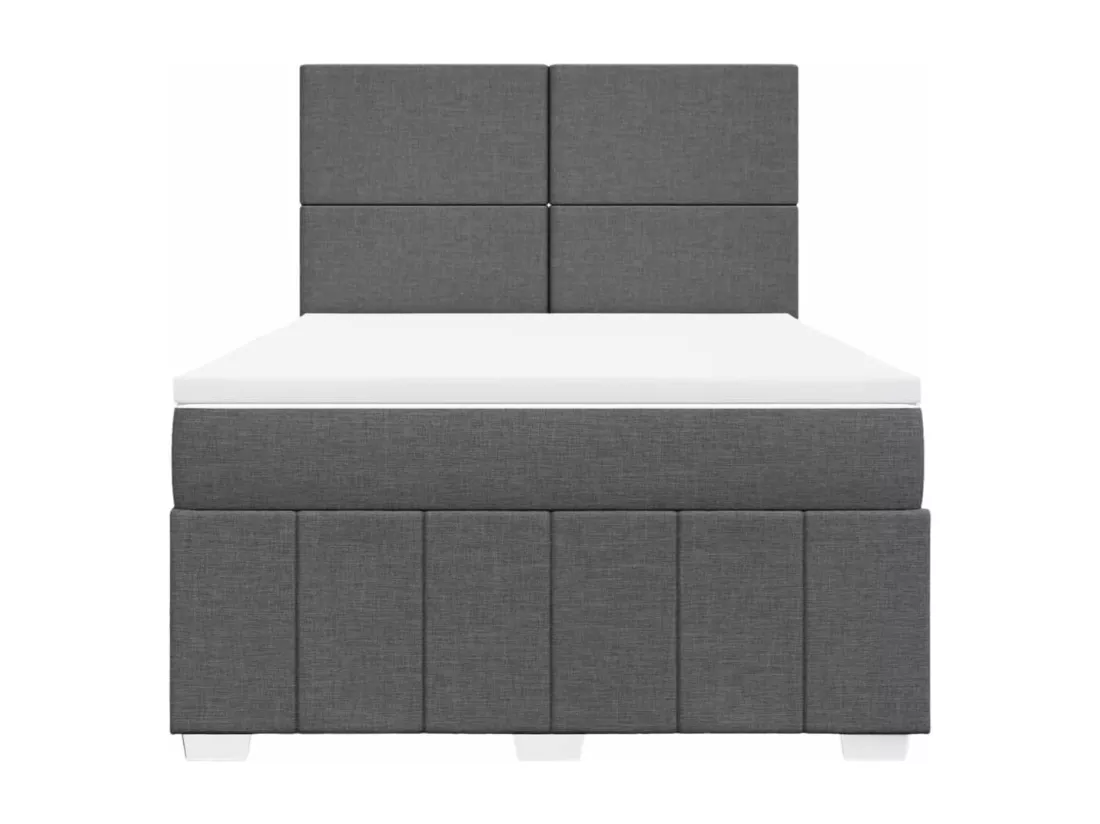 Sommier à lattes de lit avec matelas Gris foncé 160x200cm Tissu