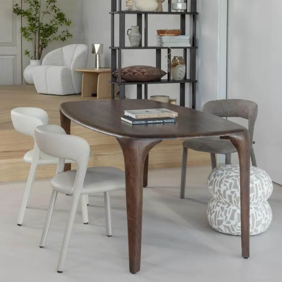 WOOOD Fiore Eettafel - Mango Hout - Walnoot - 76x190x95